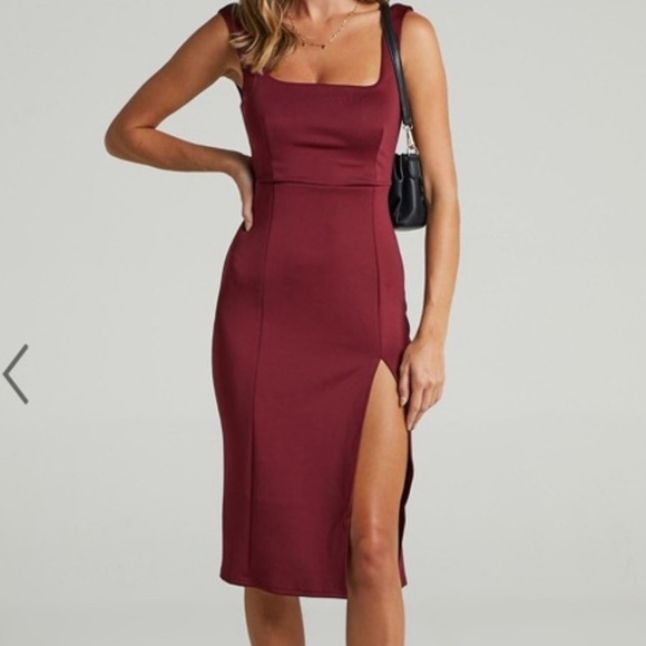 Showpo Elegant Bodycon Midi Dress with Side Slit - Picture 1 of 6